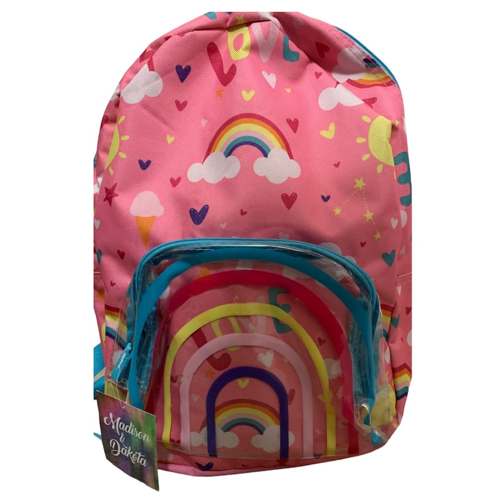 Pink Love rainbow backpack